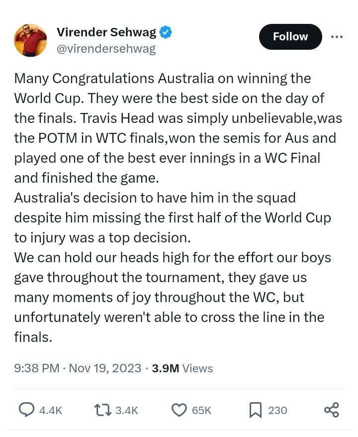 Virender Sehwag Tweet On Bharat